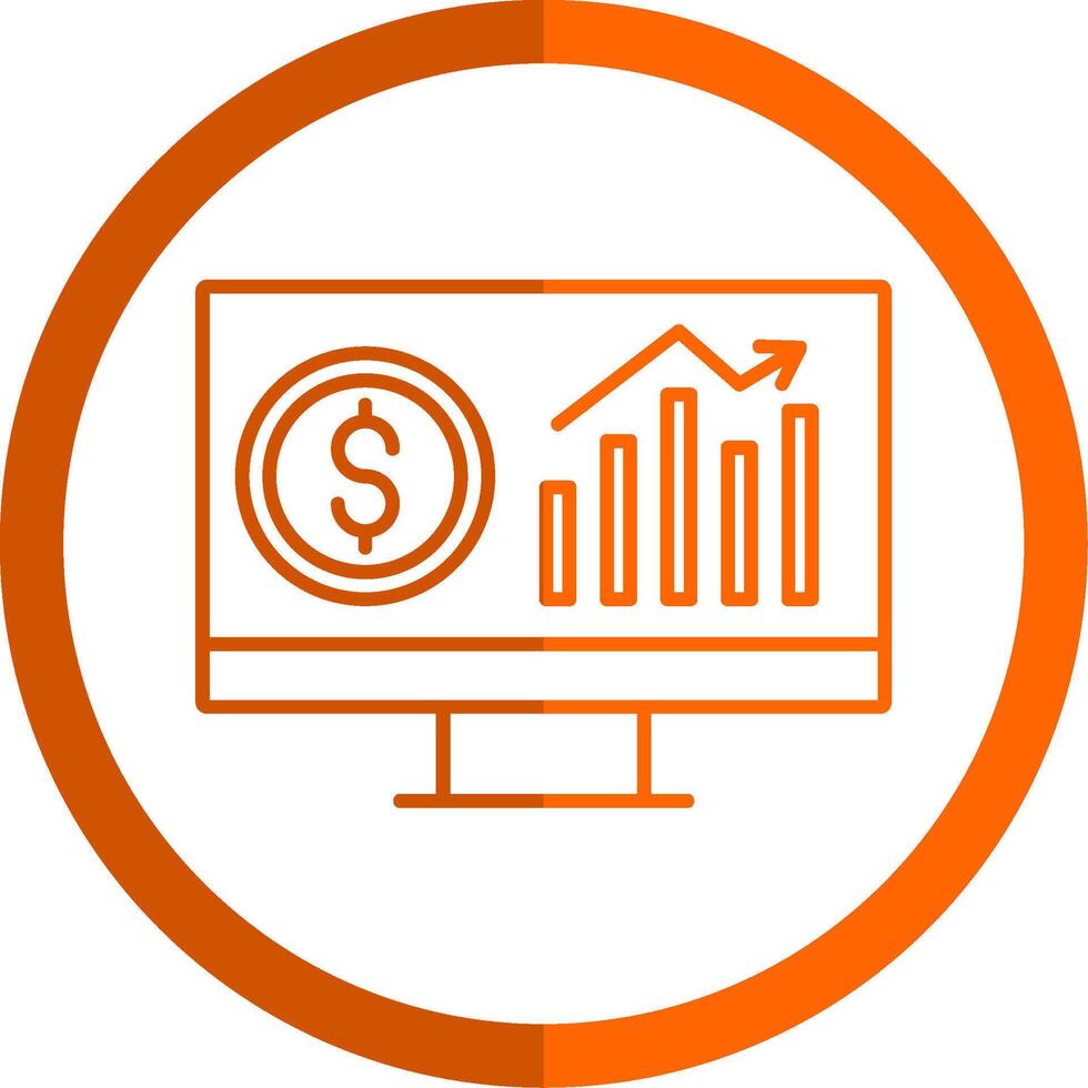 analytique ligne Orange cercle icône vecteur