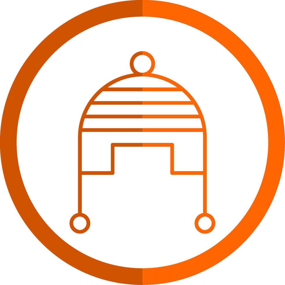 hiver casquette ligne Orange cercle icône vecteur