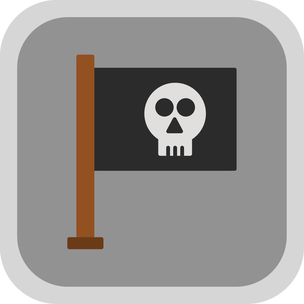 pirate drapeau plat rond coin icône vecteur