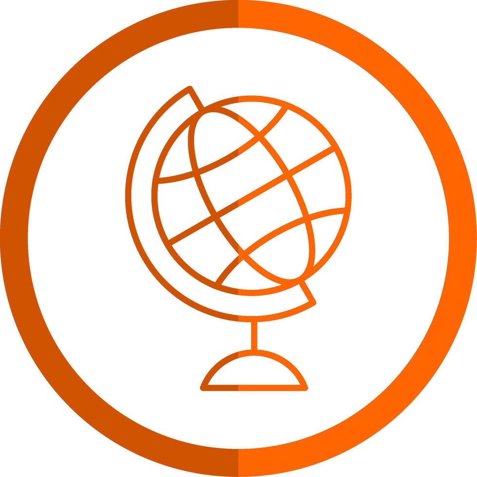 globe ligne Orange cercle icône vecteur