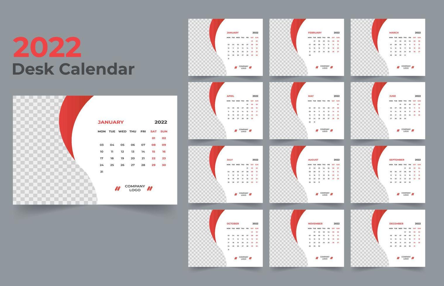 conception de calendrier de bureau 2022 vecteur