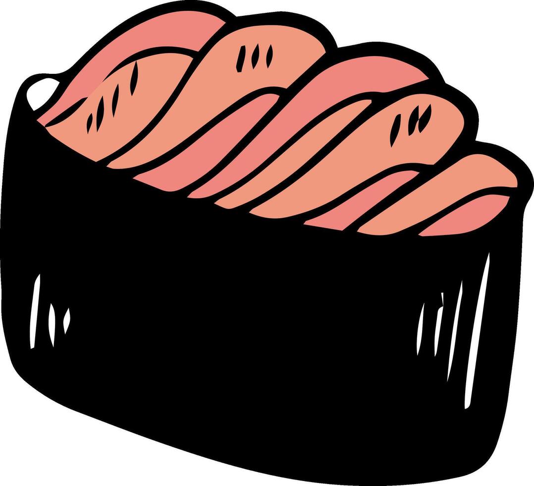 Célibataire mer oursin chevreuil Sushi gunkan main tiré style côté vue isolé sur blanc Contexte vecteur