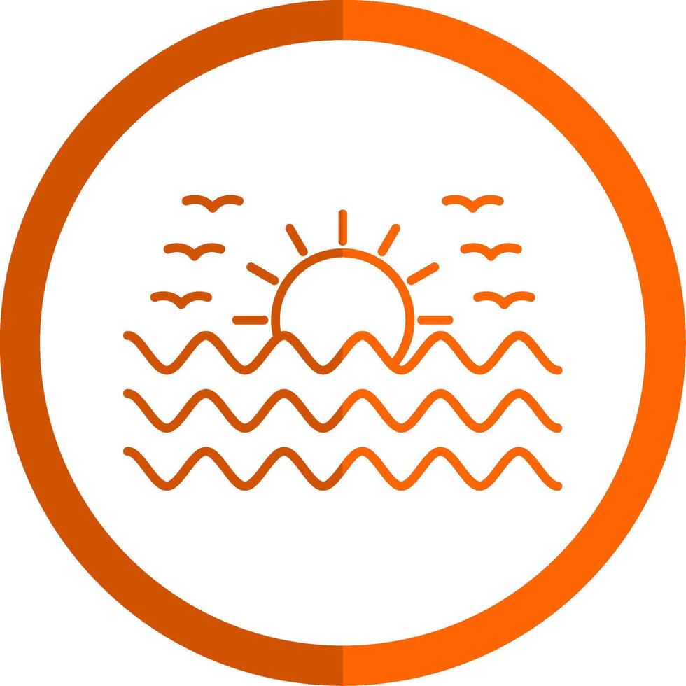 le coucher du soleil ligne Orange cercle icône vecteur
