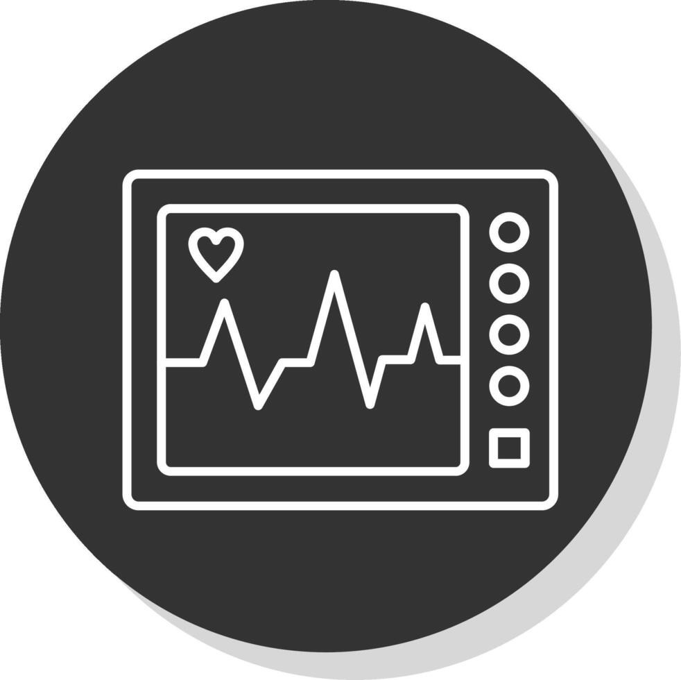 ecg machine ligne gris cercle icône vecteur