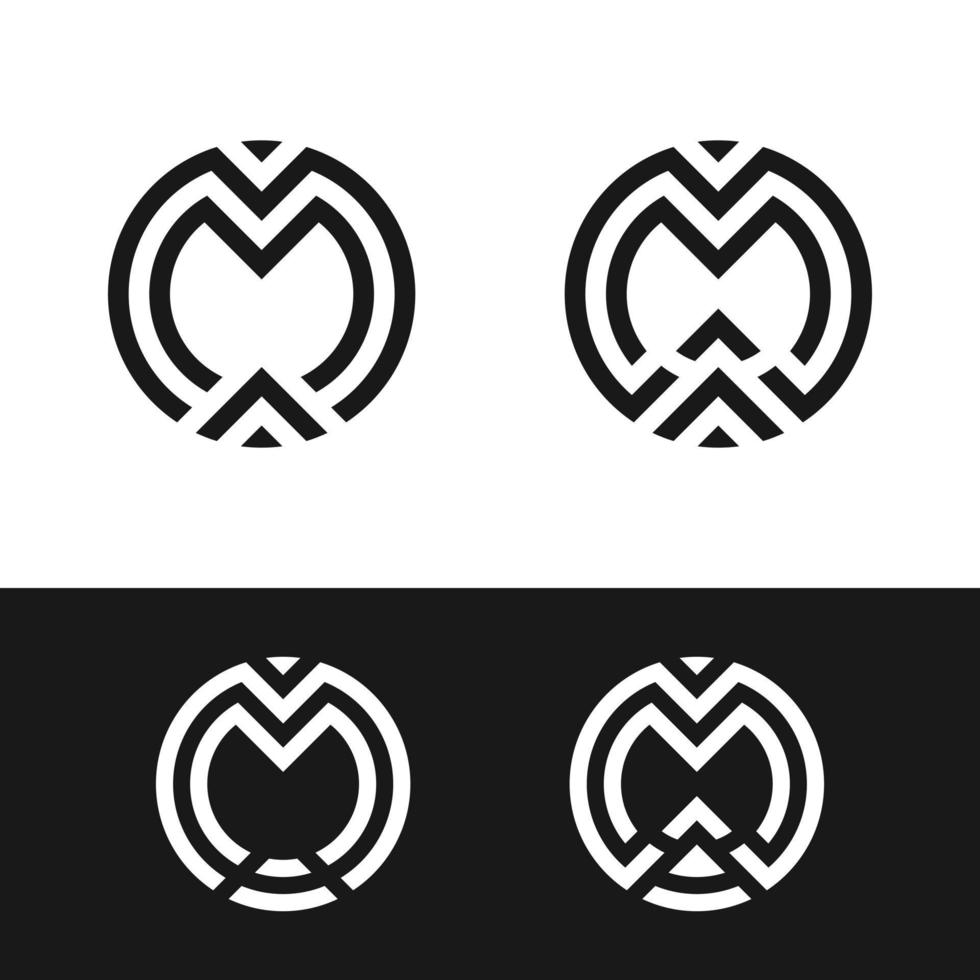 ensemble de monogramme lettre initiale mm modèle de conception de logo cercle vecteur
