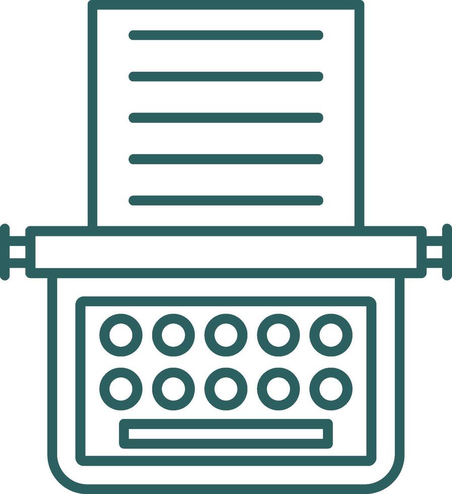 machine à écrire ligne pente rond coin icône vecteur