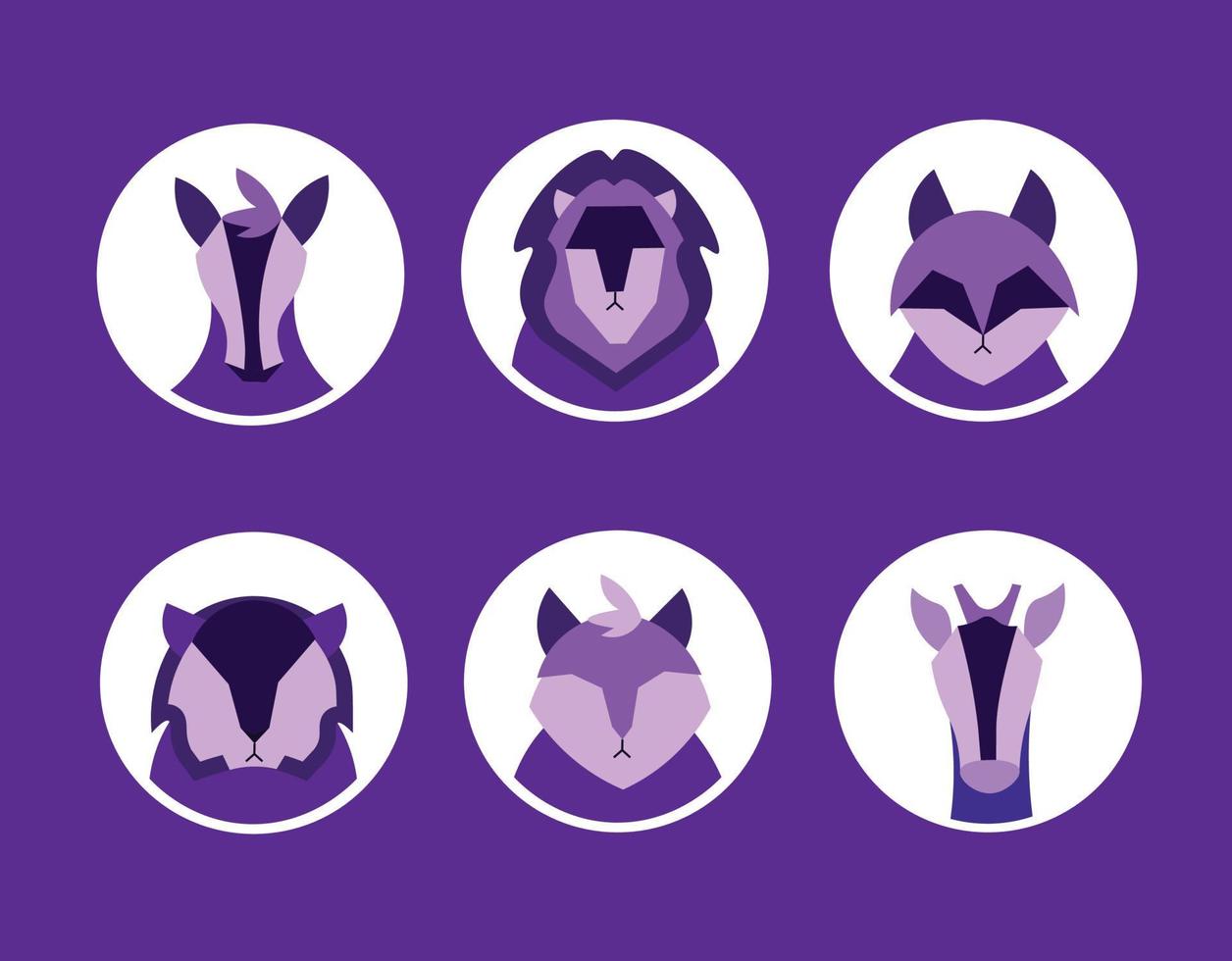 collection d'avatars d'animaux minimalistes vecteur