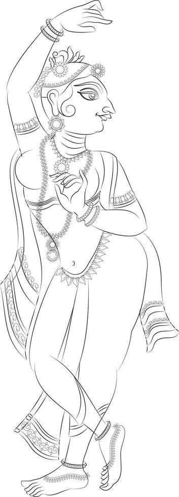 douche de bénédictions sur la mariée lors de la cérémonie de mariage, dessinée dans l'art populaire indien, style kalamkari. pour impression textile, logo, papier peint vecteur