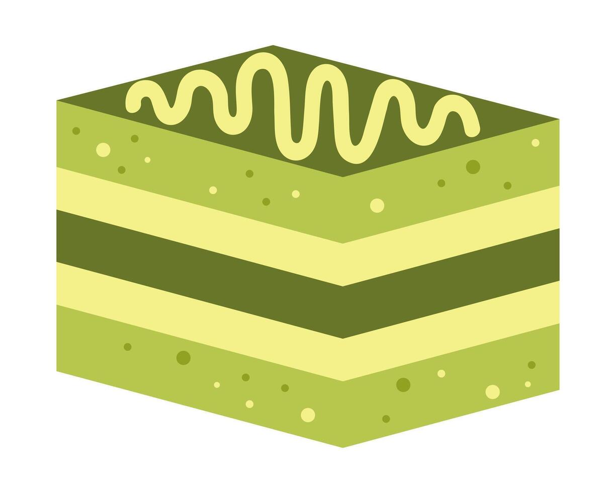 pièce de matcha thé gâteau. matcha dessert. illustration. vecteur