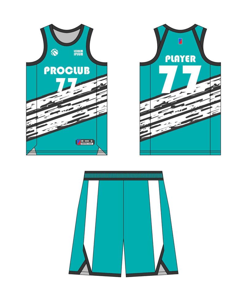 basketball Jersey modèle conception, basketball uniforme maquette conception, sublimation des sports vêtements conception, Jersey basketball idées. conception. vecteur