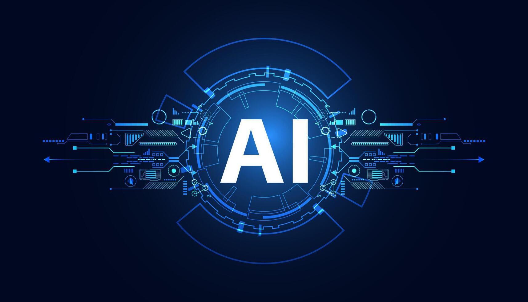 chipset informatique de technologie abstraite ai sur le concept de carte de circuit imprimé données de travail de l'intelligence artificielle et numérique futuriste pour l'avenir sur fond bleu foncé. vecteur