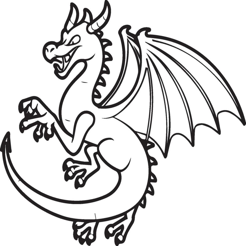 main tiré dragon contour illustration vecteur