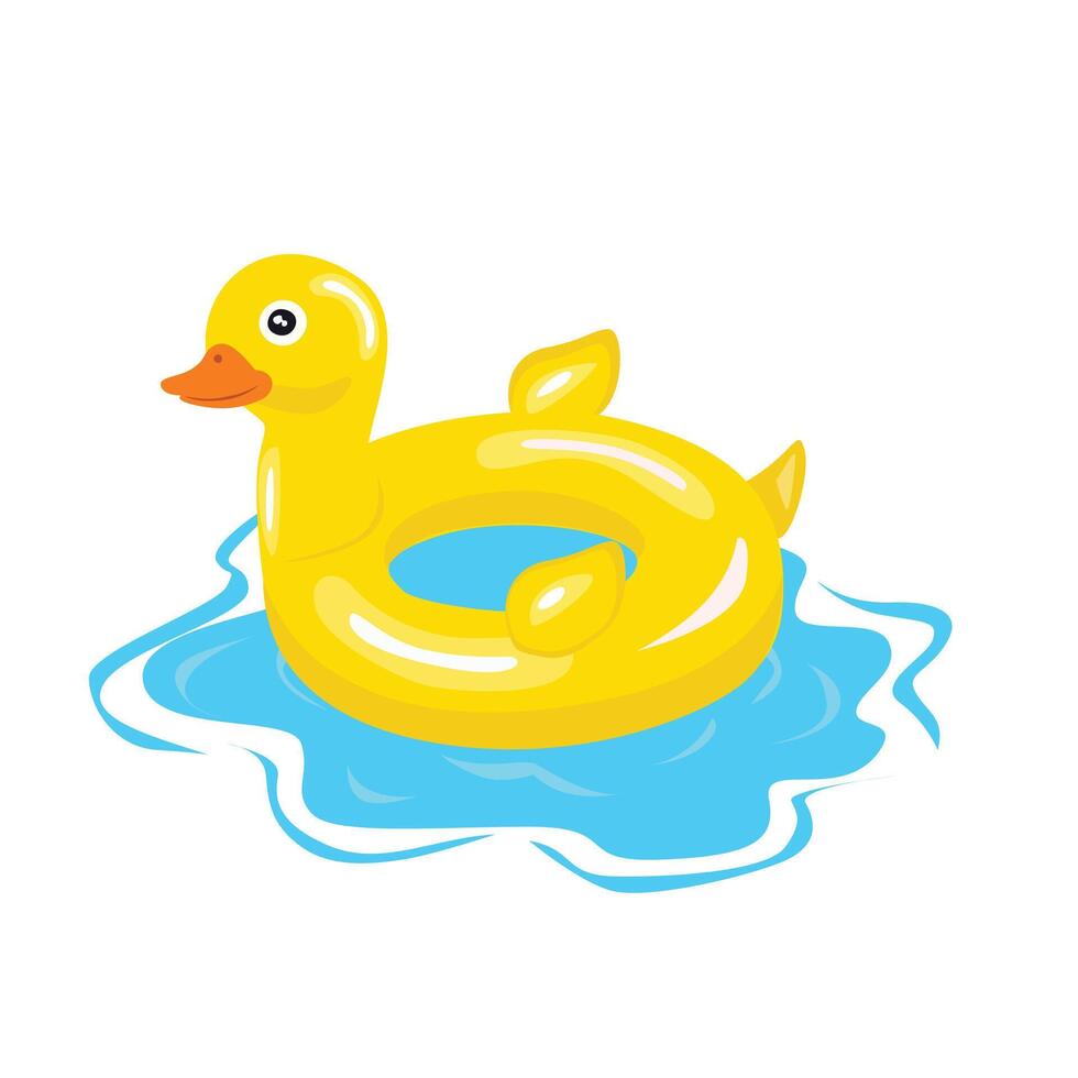 nager bague dans canard forme. gonflable flotter, gonflable bassin flotte clipart. l'eau bouée de sauvetage. été élément. Bonjour été concept. dessin animé plat isolé sur blanc Contexte. vecteur