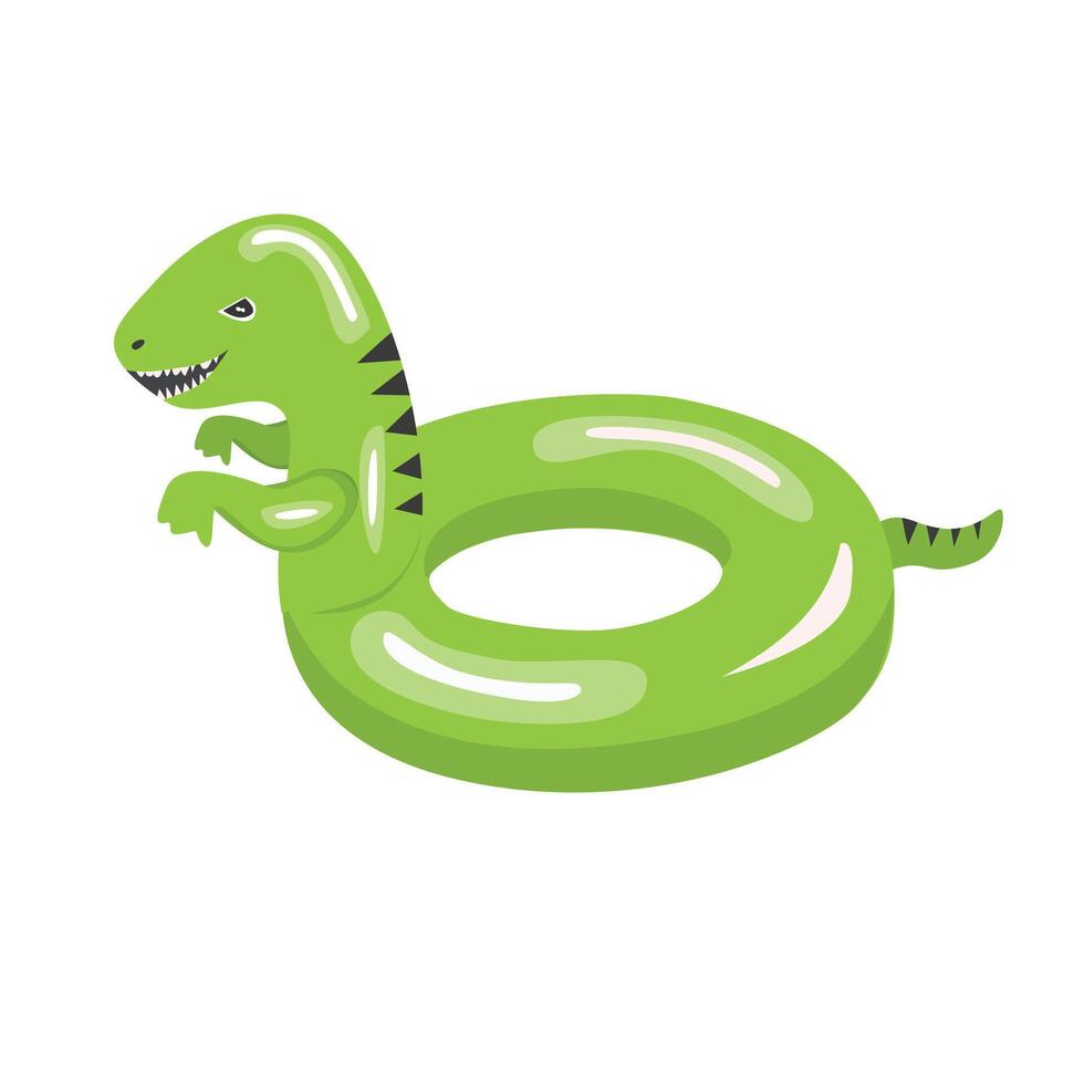 nager bague dans dinosaure forme. gonflable flotter, gonflable bassin flotte clipart. l'eau bouée de sauvetage. été élément. Bonjour été concept. dessin animé plat isolé sur blanc Contexte. vecteur