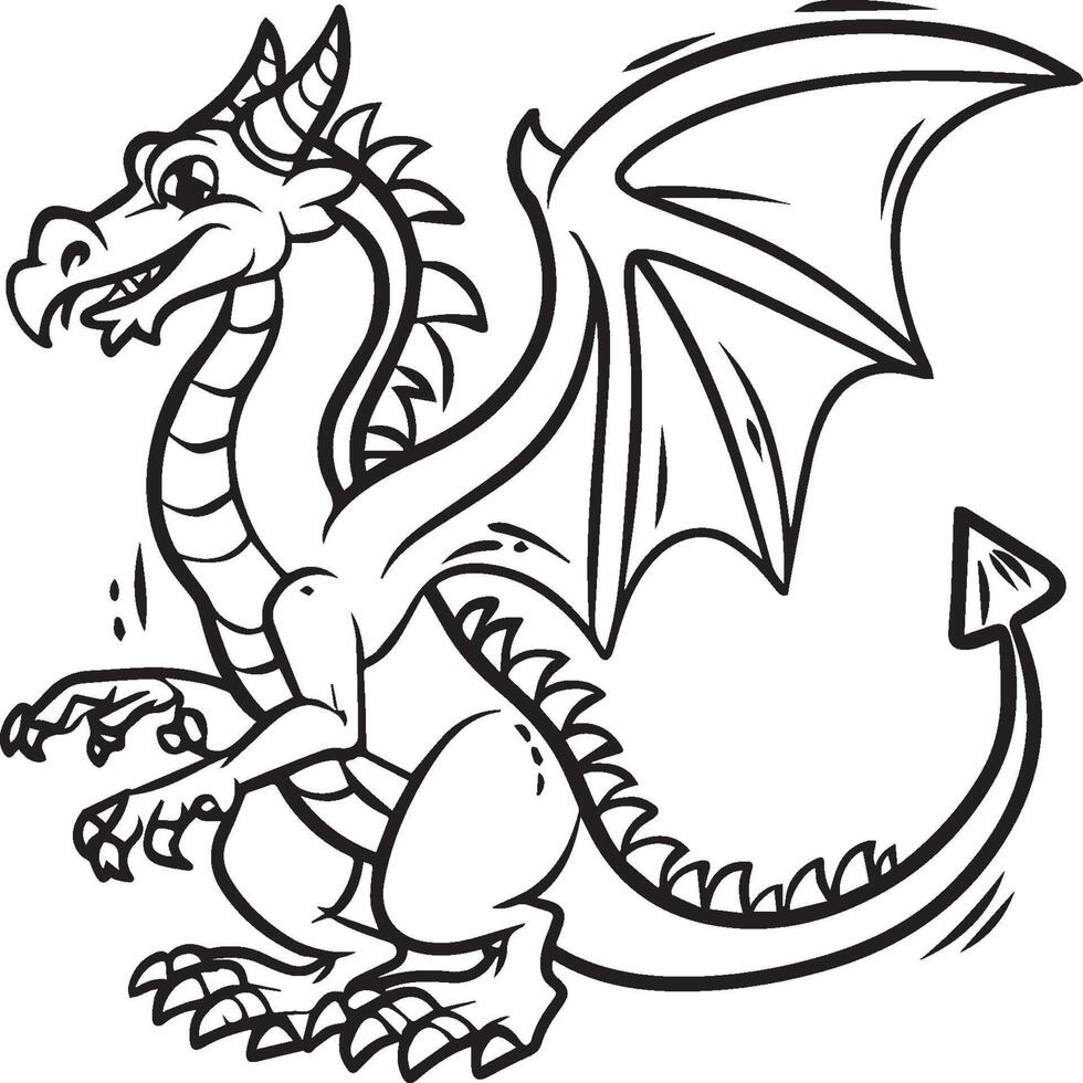 main tiré dragon contour illustration vecteur