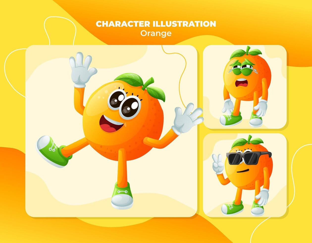 mignonne Orange personnages avec émoticône visages vecteur