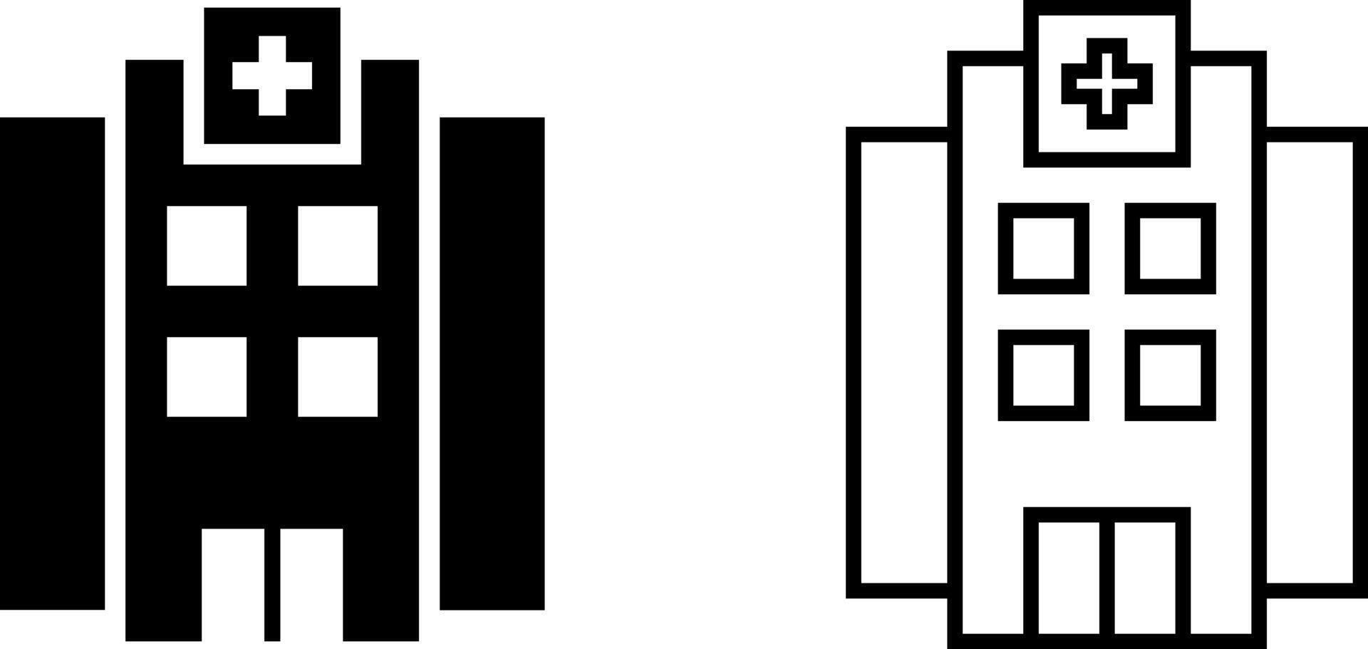 hôpital bâtiment icône, signe, ou symbole dans glyphe et ligne style isolé sur transparent Contexte. illustration vecteur