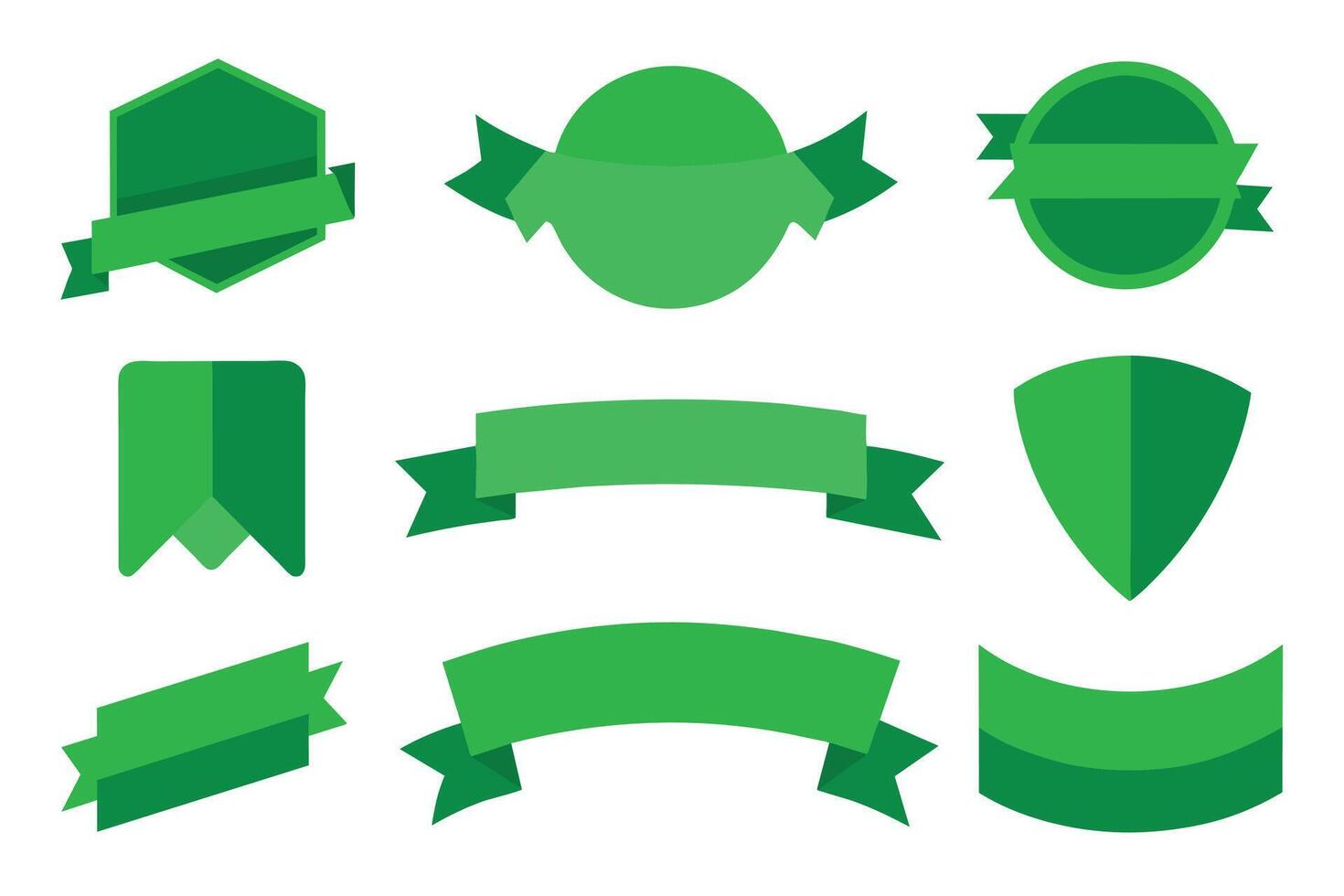 collection de vert rubans Mots clés badges et Étiquettes isolé blanc Contexte vecteur