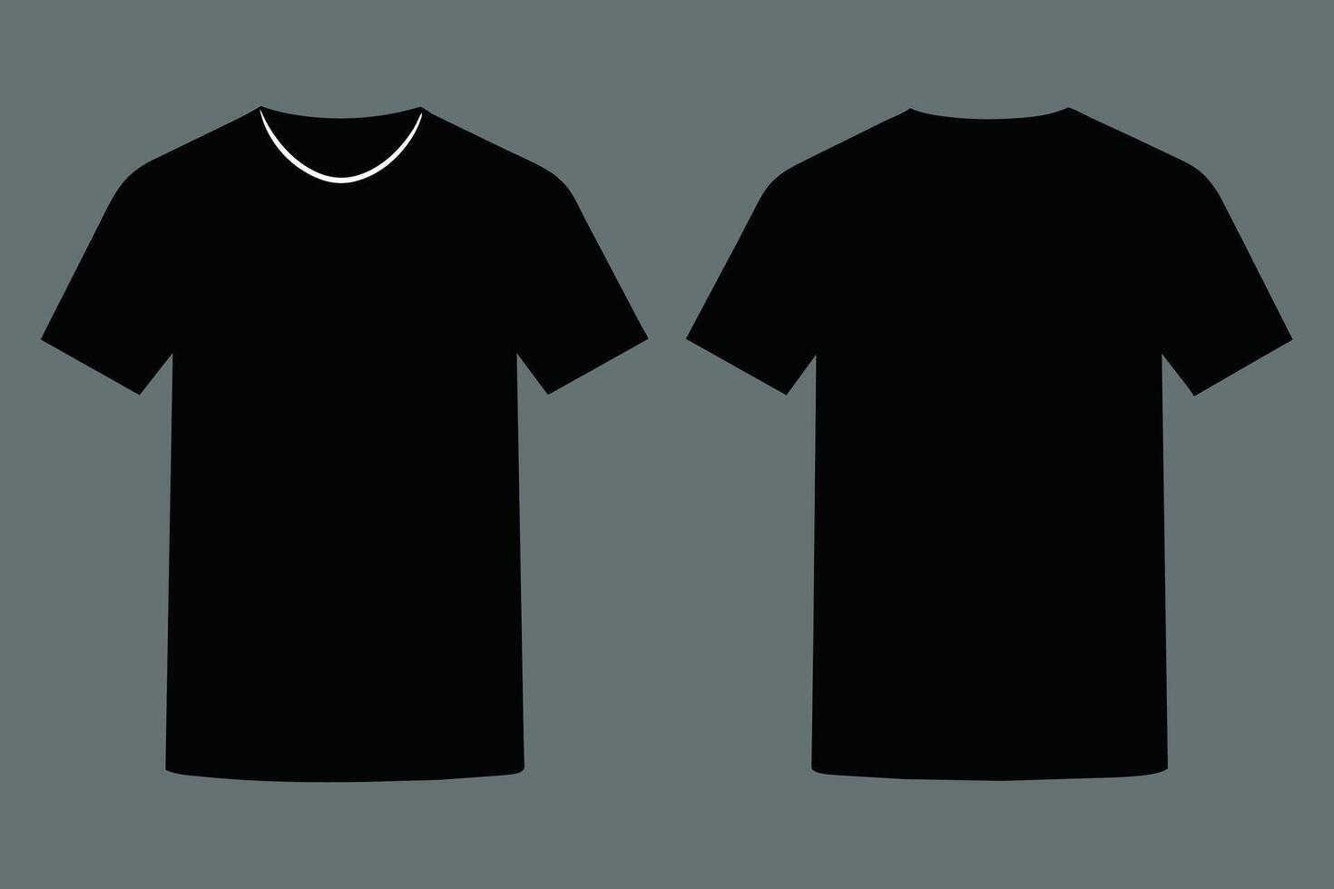 plaine noir T-shirt de face et retour réaliste ressentir vecteur