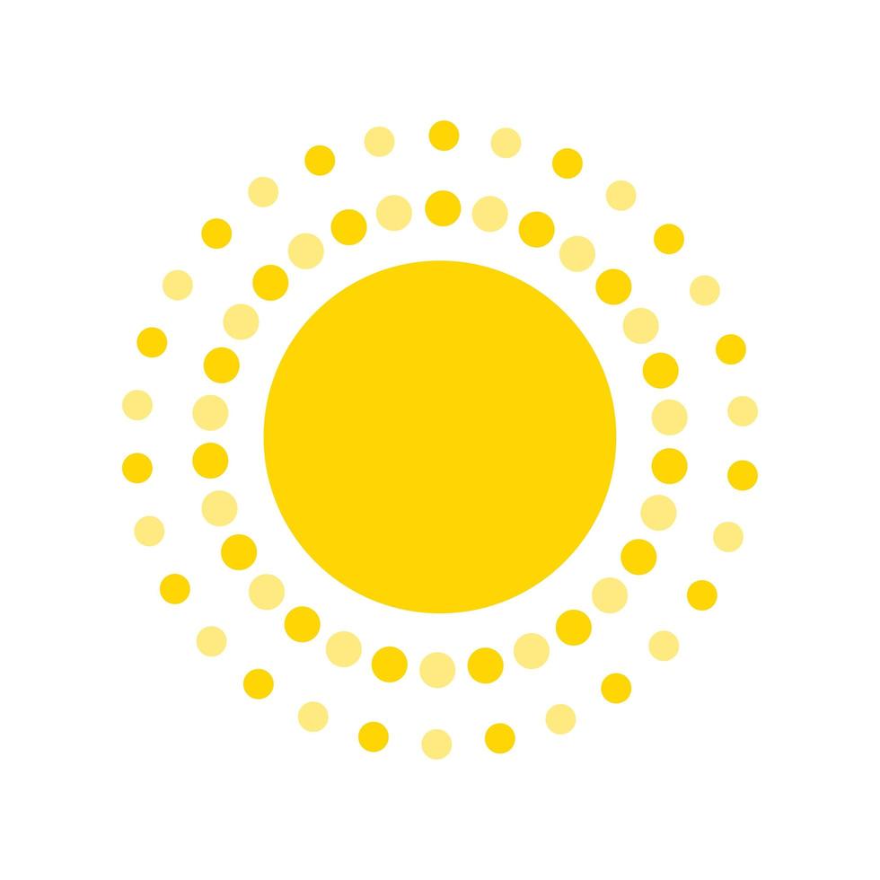 symbole de l'été. icône moderne du soleil. points et points en forme de cercle ensoleillé. concept de logo vectoriel isolé sur fond blanc