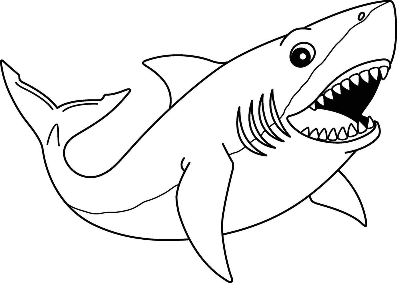 grand requin blanc coloriage isolé pour les enfants vecteur