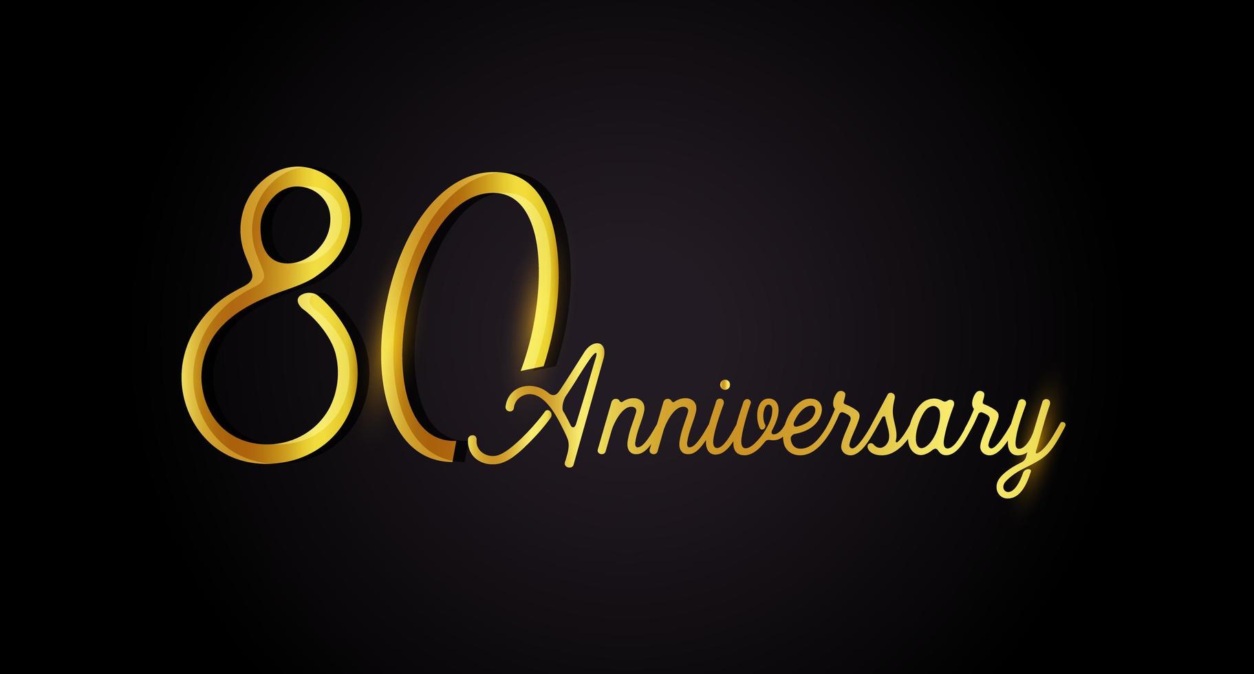 Concept de logo 80 anniversaire. Icône d'anniversaire des 80 ans. nombres d'or isolés sur fond noir. illustration vectorielle. eps10. vecteur