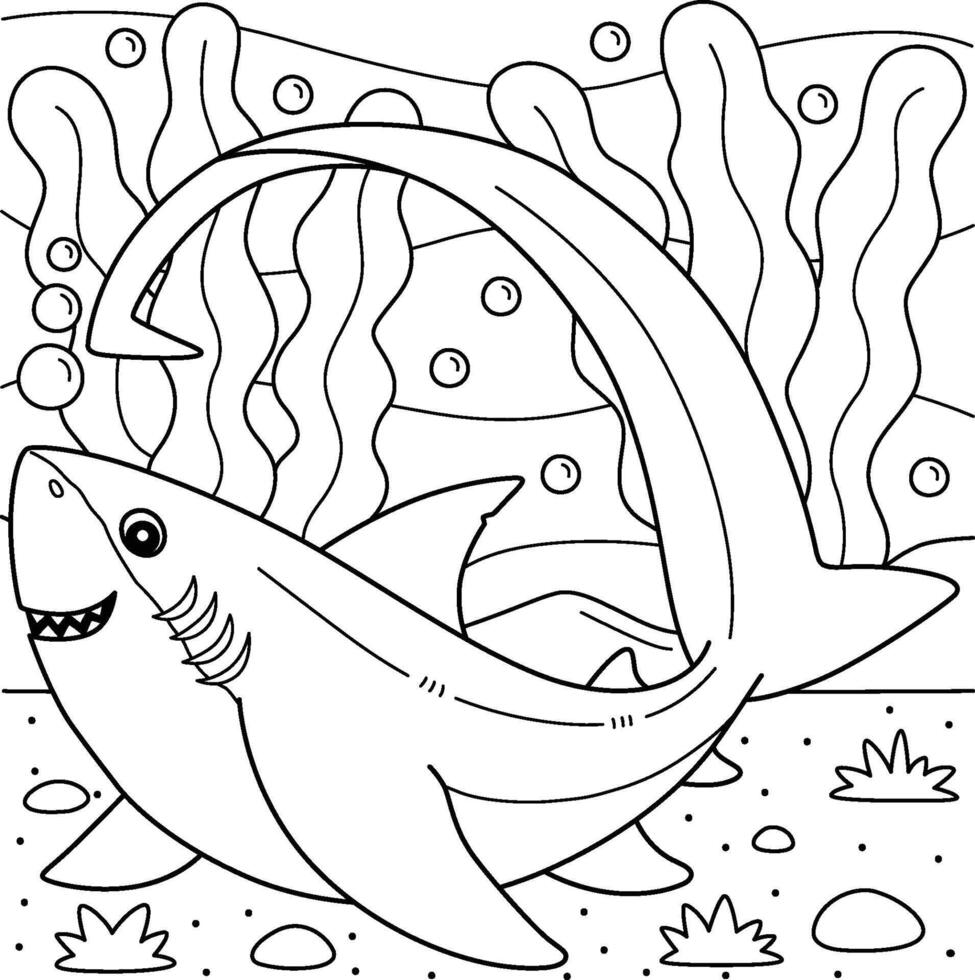 batteuse requin coloration page pour des gamins vecteur