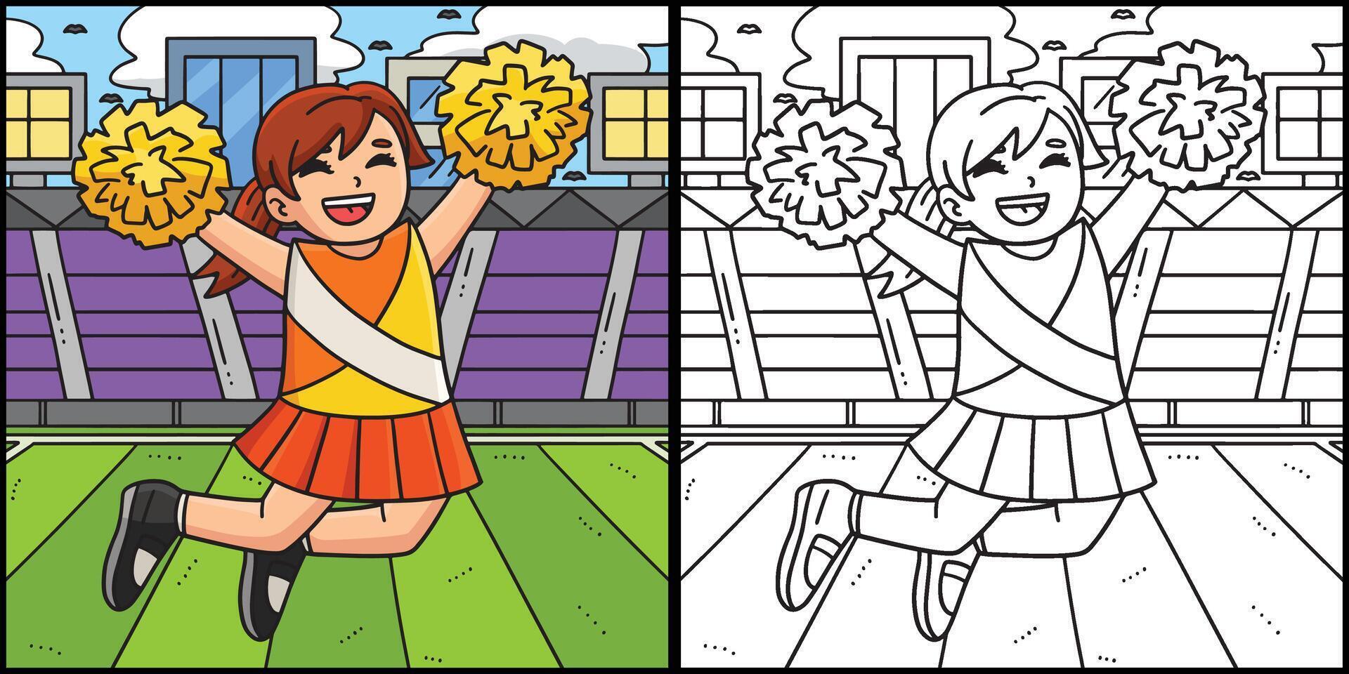 cheerleading fille pom-pom girl sauter illustration vecteur