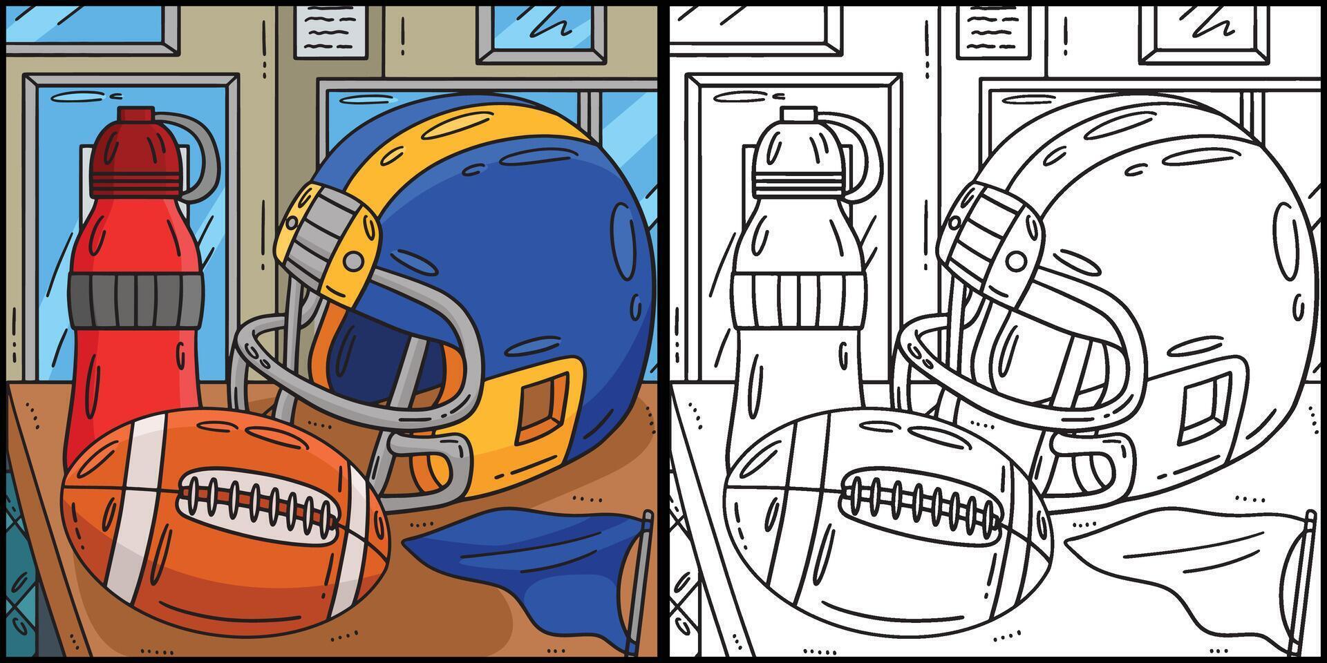 américain Football et casque coloration illustration vecteur