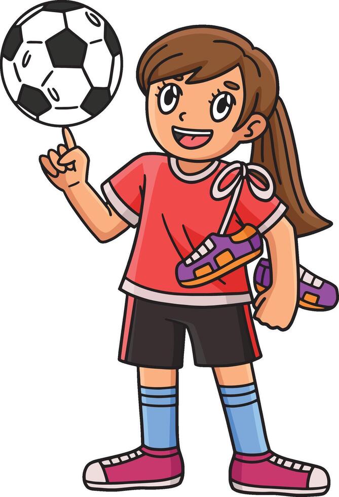 football fille porter des chaussures dessin animé coloré clipart vecteur