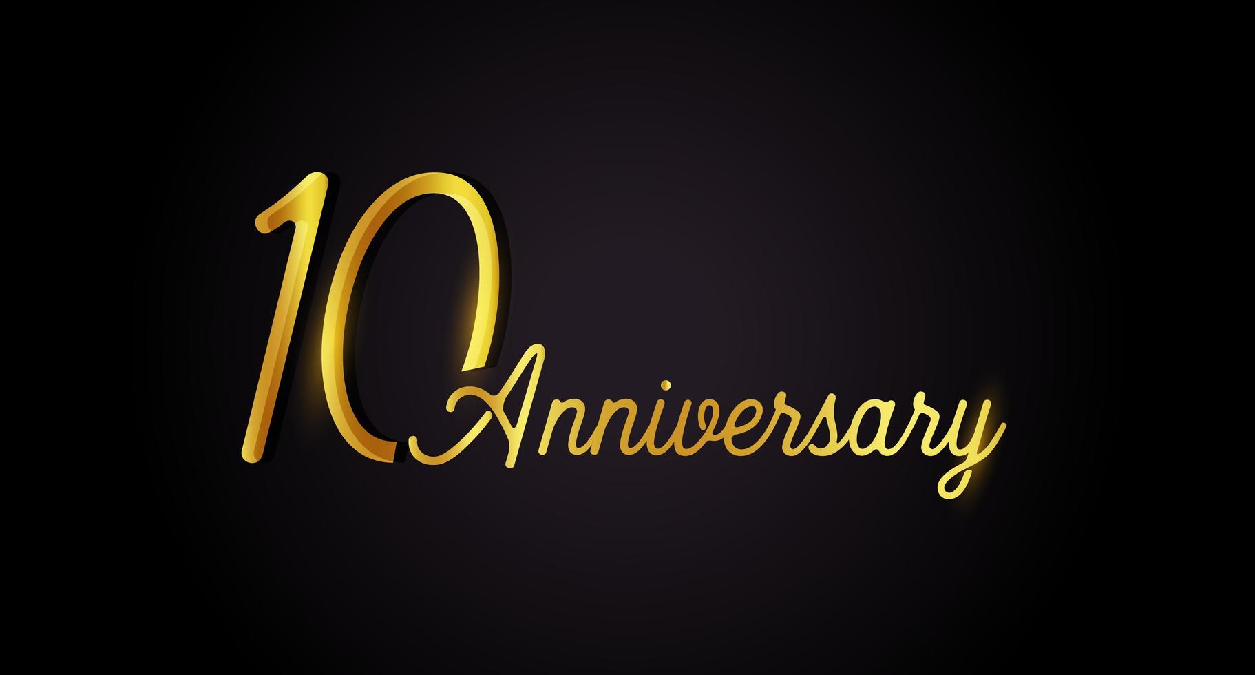Concept de logo 10 anniversaire. Icône d'anniversaire de 10 ans. nombres d'or isolés sur fond noir. illustration vectorielle. eps10. vecteur