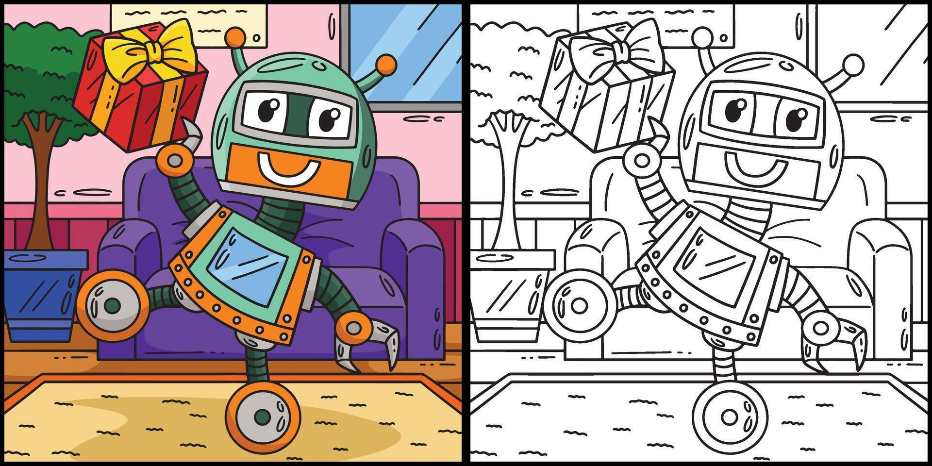 robot avec une présent coloration page illustration vecteur