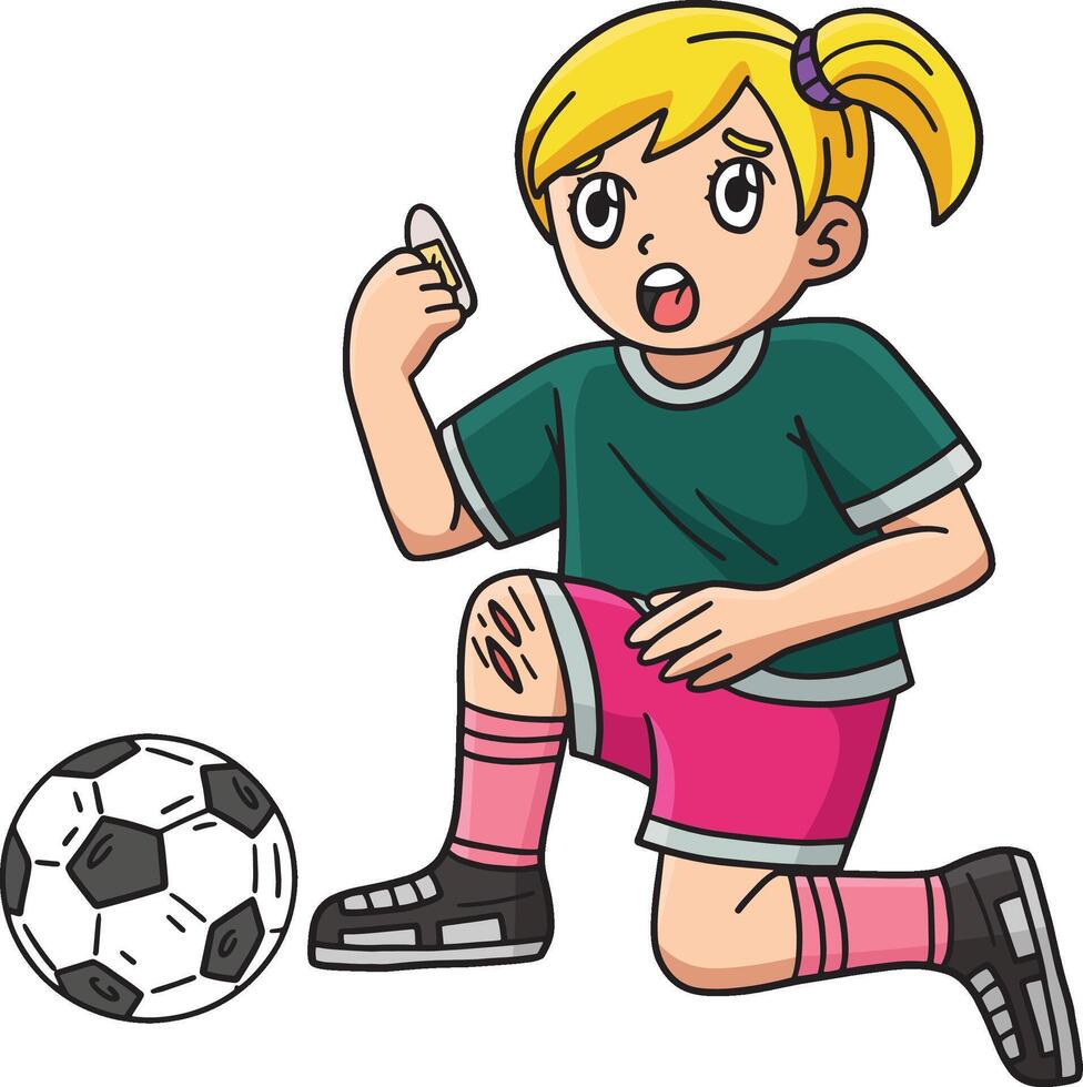 fille avec une football Balle blessé le genou clipart vecteur