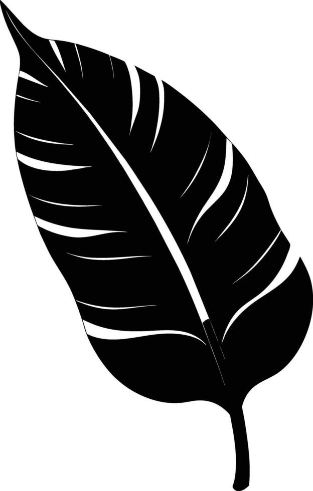 une noir et blanc silhouette de une banane feuille vecteur
