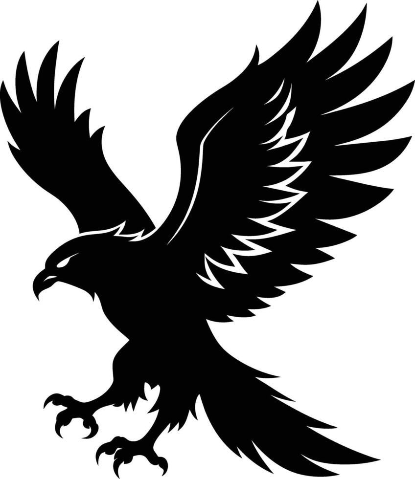 une noir et blanc silhouette de un Aigle vecteur