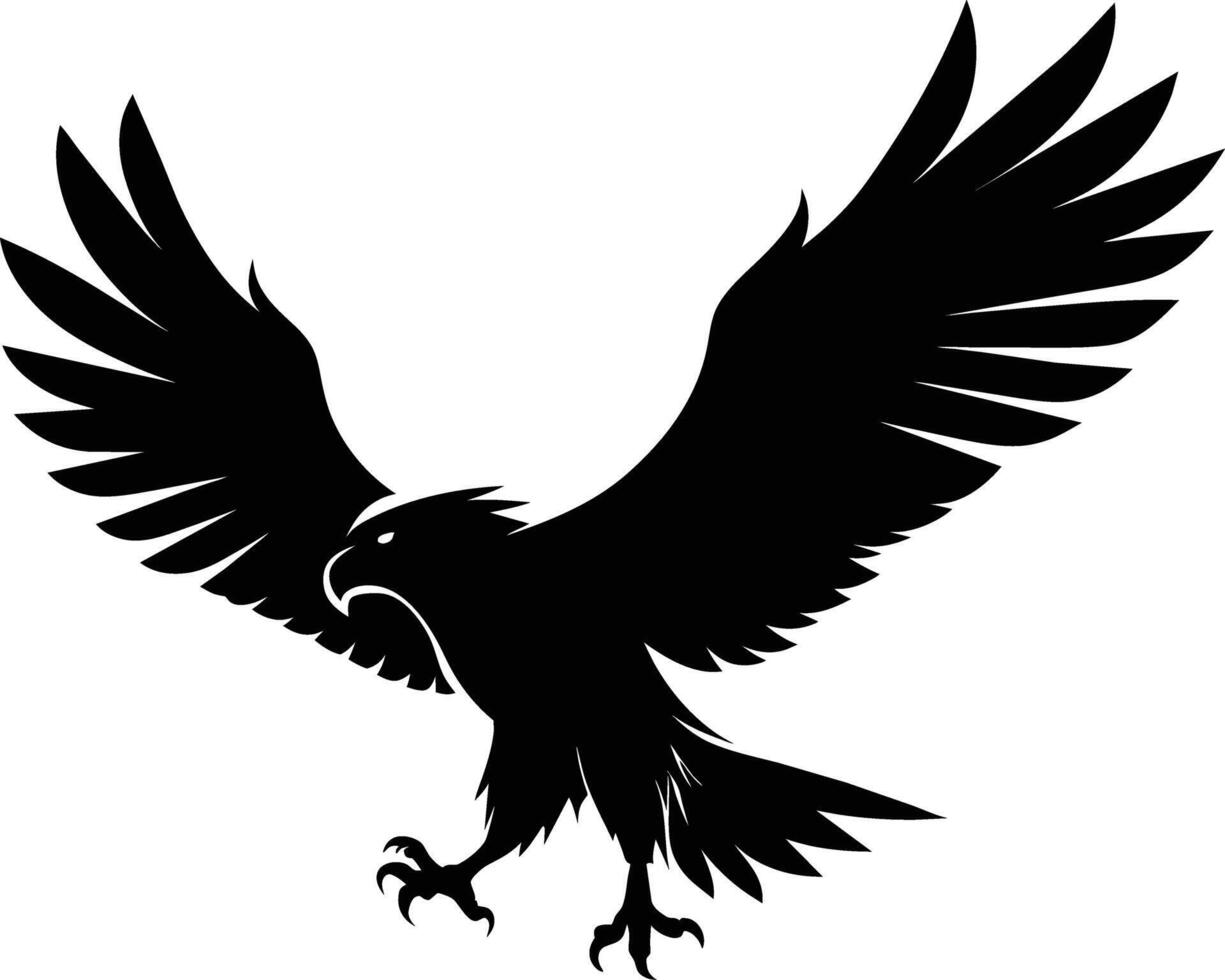 une noir et blanc silhouette de un Aigle vecteur