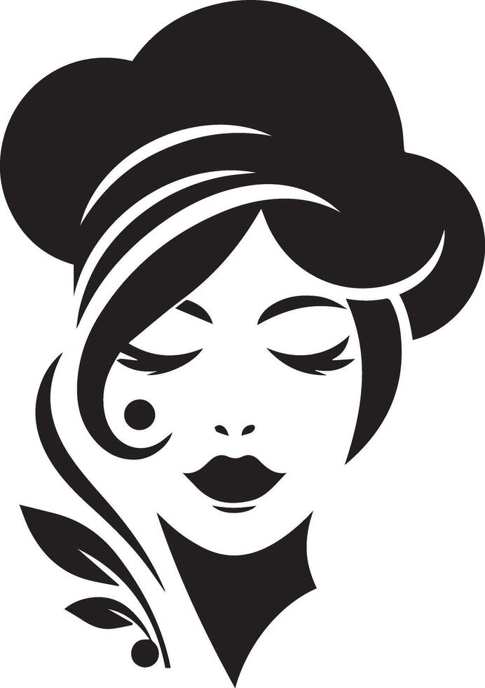 minimal magnifique femelle chef visage silhouette, silhouette, noir couleur, blanc Contexte 17 vecteur