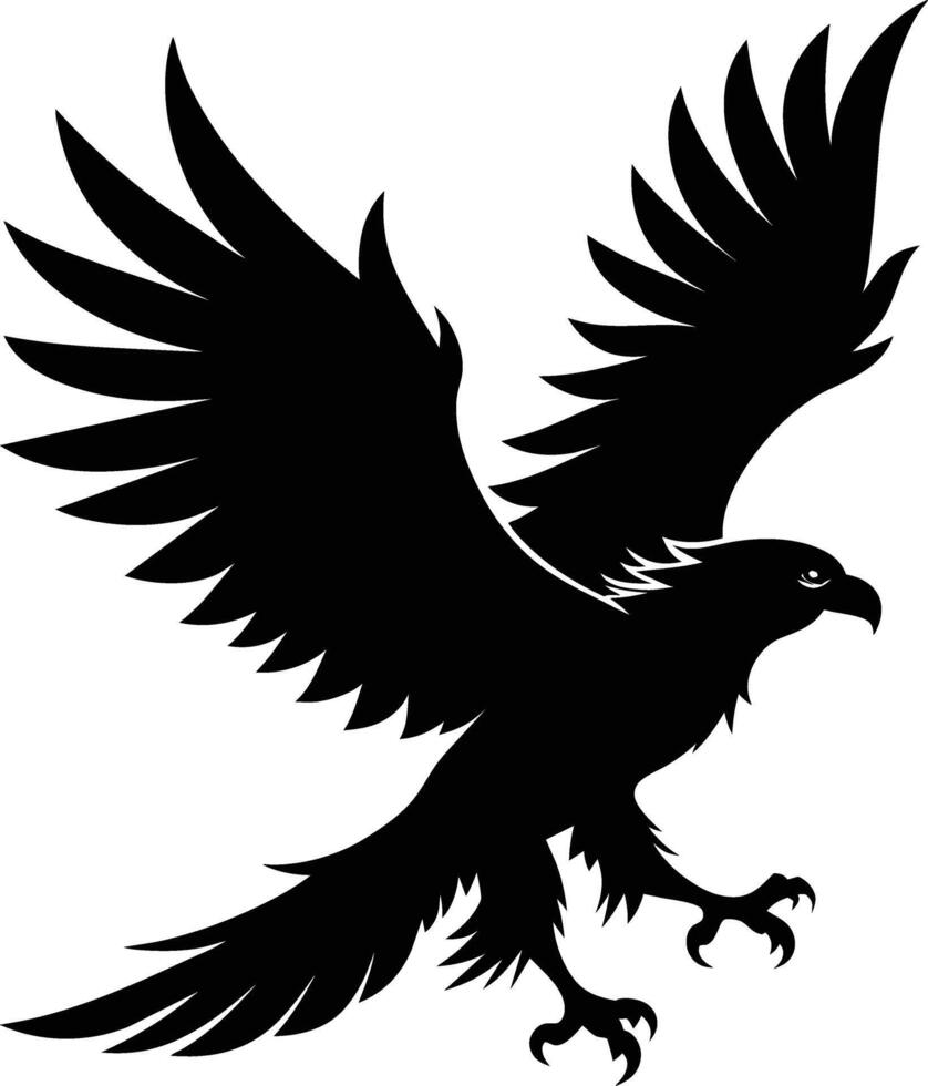 une noir et blanc silhouette de un Aigle vecteur