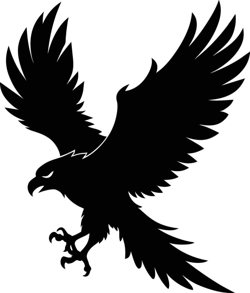 une noir et blanc silhouette de un Aigle vecteur