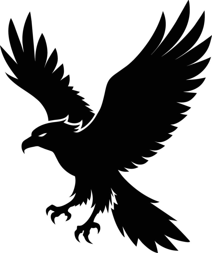 une noir et blanc silhouette de un Aigle vecteur