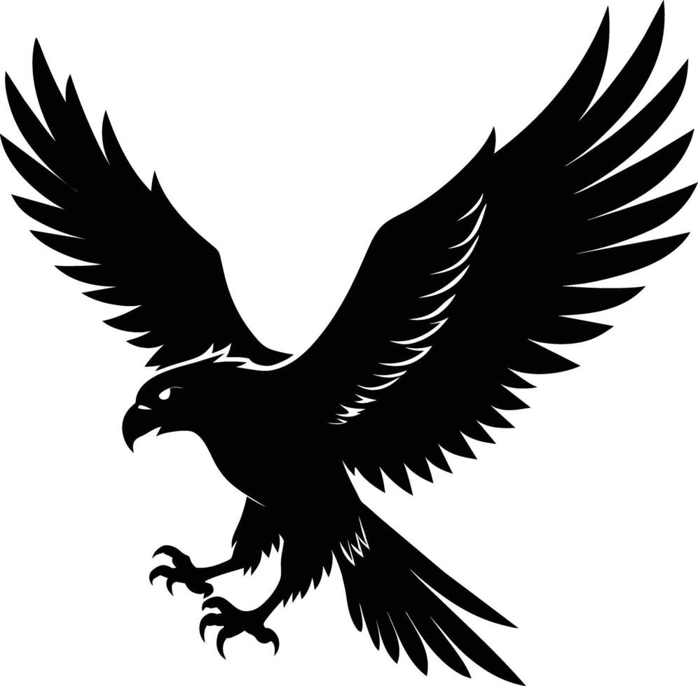 une noir et blanc silhouette de un Aigle vecteur