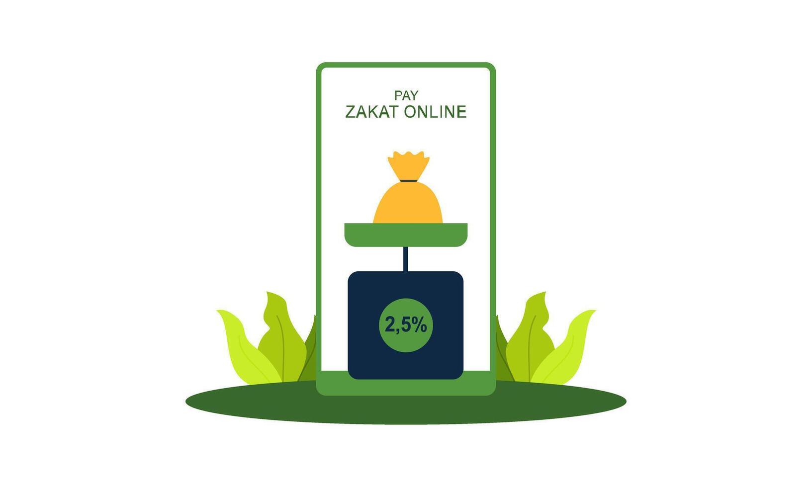 Payer zakat ou en ligne zakat application pour islamique Ramadan concept vecteur