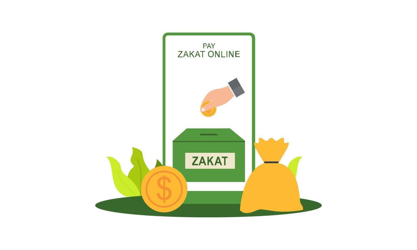 Payer zakat ou en ligne zakat application pour islamique Ramadan concept vecteur