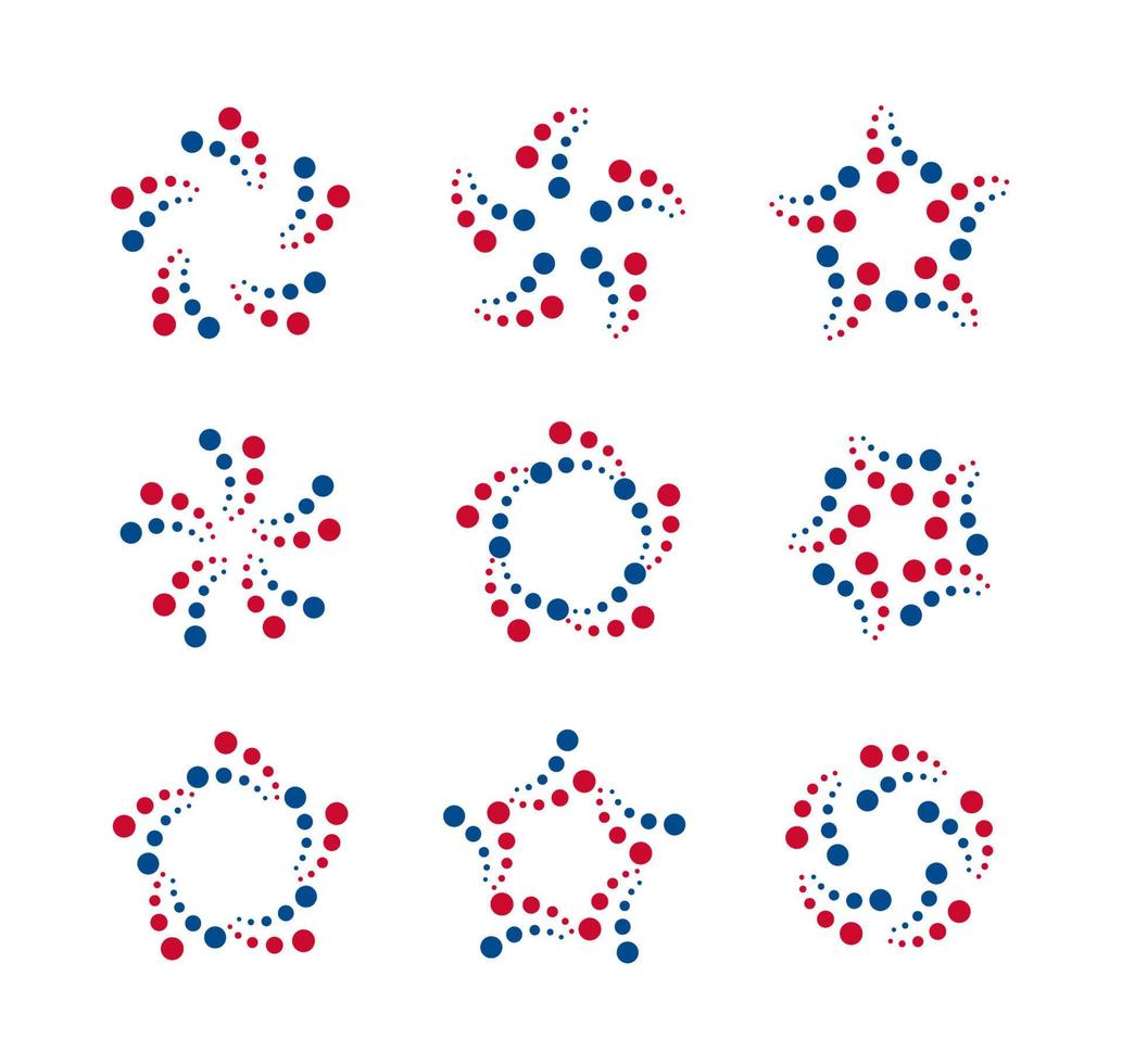 points de torsion jeu d'icônes rotation étoiles résumé rond collection de modèles de logo pour les affaires, la médecine, la science, la technologie, le réseau, le concept de logotype de vecteur de connexion de communication.