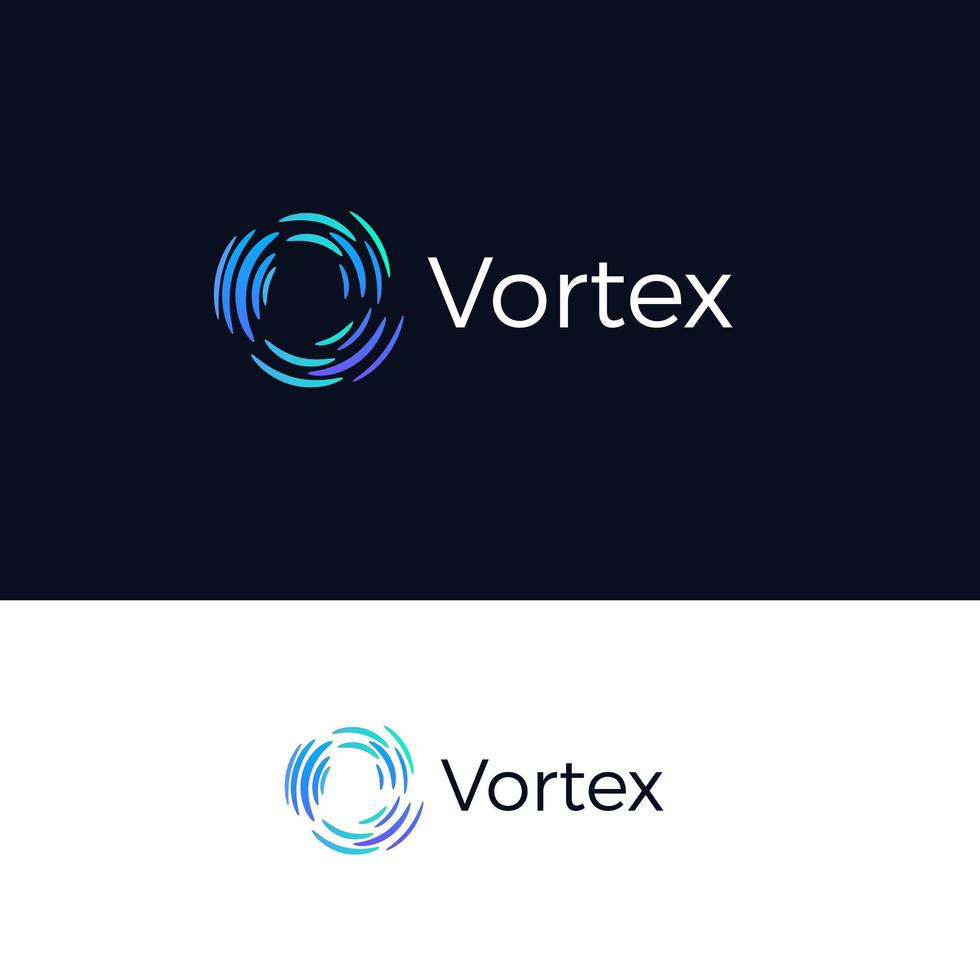 cercle de rotation dynamique, modèle de logo pour les entreprises et les startups. logo abstrait avec vortex bleu, logo de torsion, lettre de torsion o, icône de vecteur de tornade