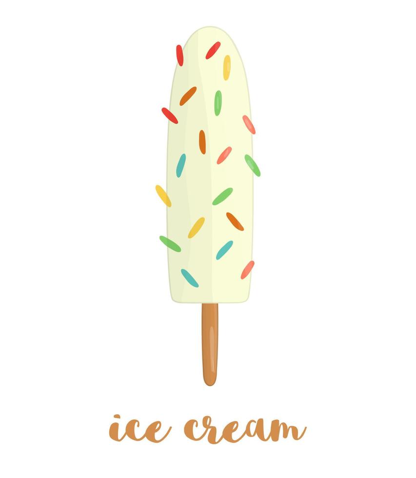 illustration vectorielle de glace colorée. dessert d'été sucré. dessin de glace isolé sur fond blanc. vecteur