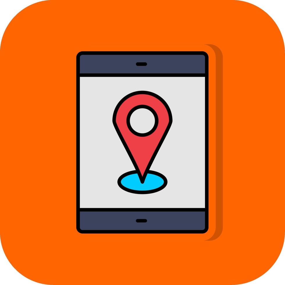 mobile GPS rempli Orange Contexte icône vecteur