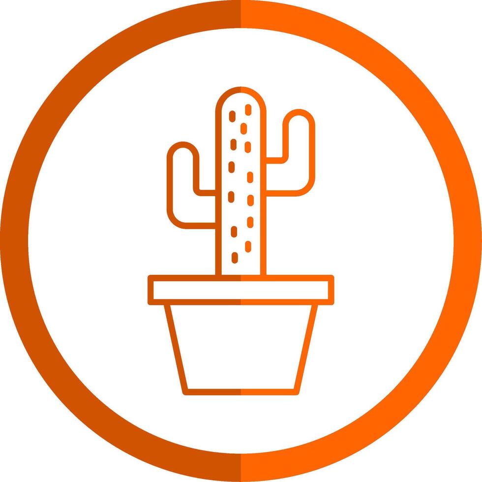 cactus ligne Orange cercle icône vecteur