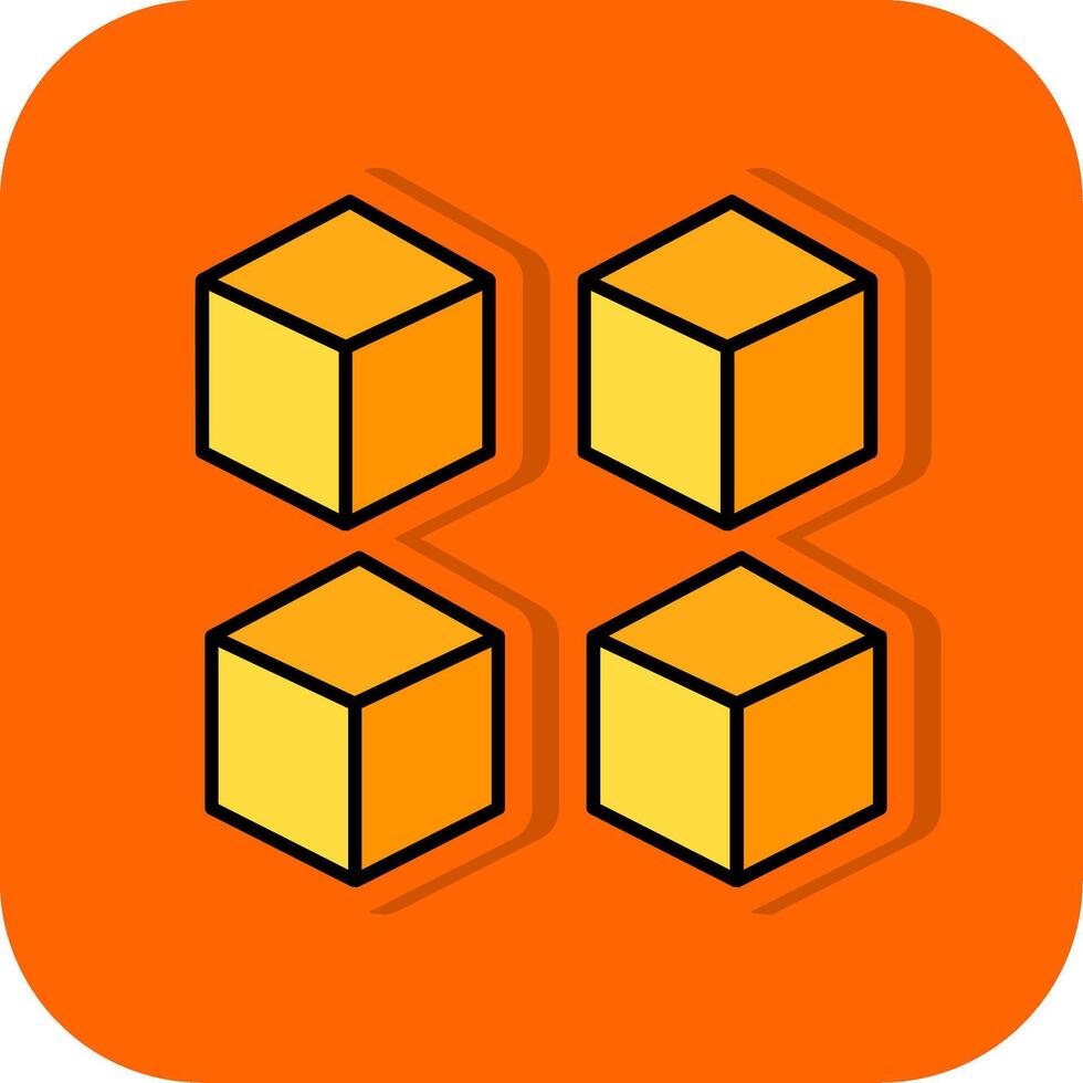 cube rempli Orange Contexte icône vecteur