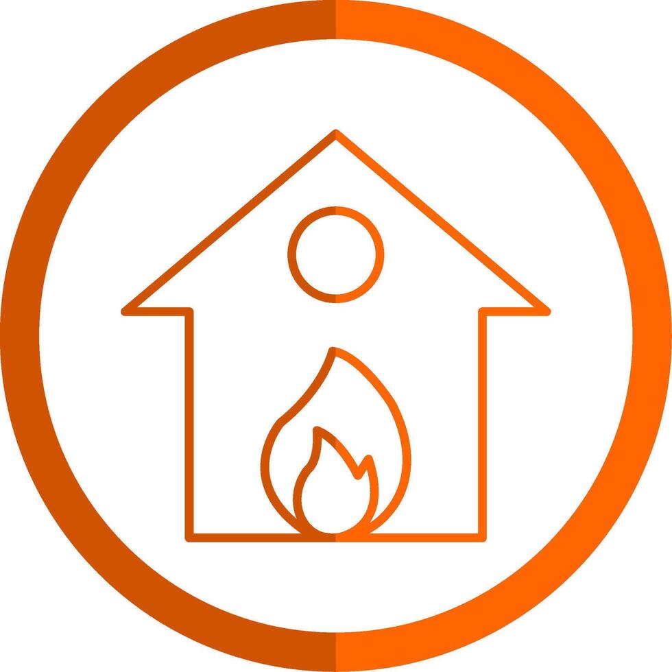 brûlant maison ligne Orange cercle icône vecteur